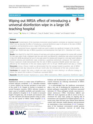 Wiping out MRSA: effect of introducing a universal disinfection wipe in a large UK teaching hospital