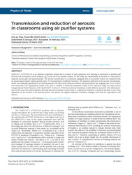 Transmission and reduction of aerosols in classrooms using air purifier systems